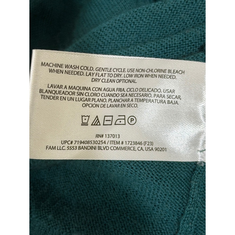 Banana Republic Womens XL Teal Merino Wool Oversized V-Neck Sweater Side Slits - Picture 5 of 5